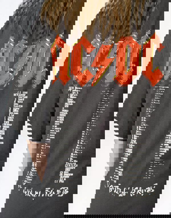 AC/DC Womens Grey Logo Oversized Short Sleeved T-Shirt