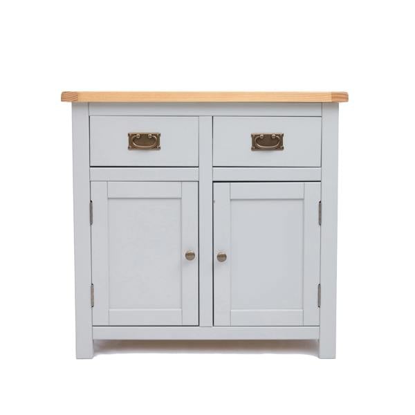 Argenta Light Grey 2 Drawer 2 Door Sideboard Brass Drop Handle