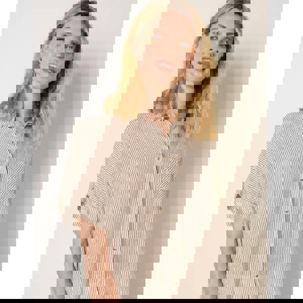 Blue Vanilla Stripe Button Front Shirt