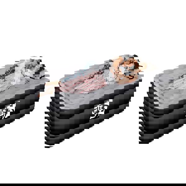 Get Fit Blow Up Air Bed with Built In Electric Pump- Free Pillow - Elevated Air Mattress - Double