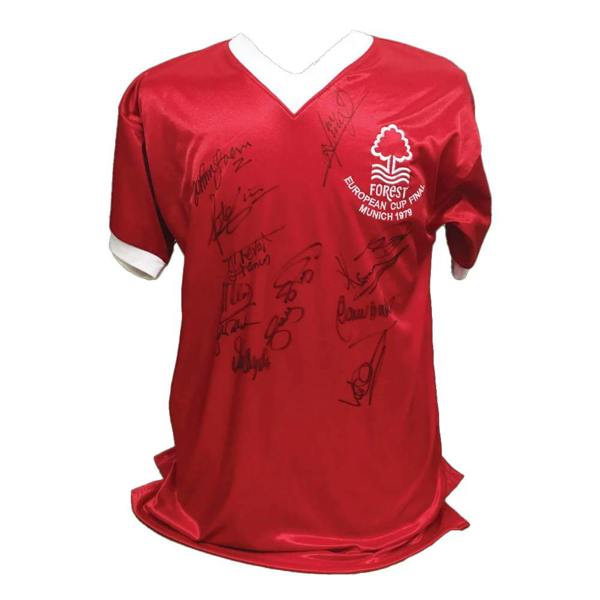Unbranded 1979 Nottingham Forest European Cup Final signed shirt. — Framed