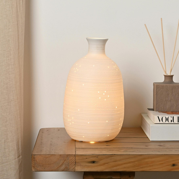 Hestia White Tall Textured Table Lamp