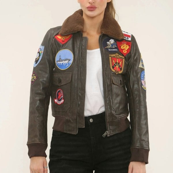Leather Company Women's Real Leather Air Force A2 Flight Bomber Jacket