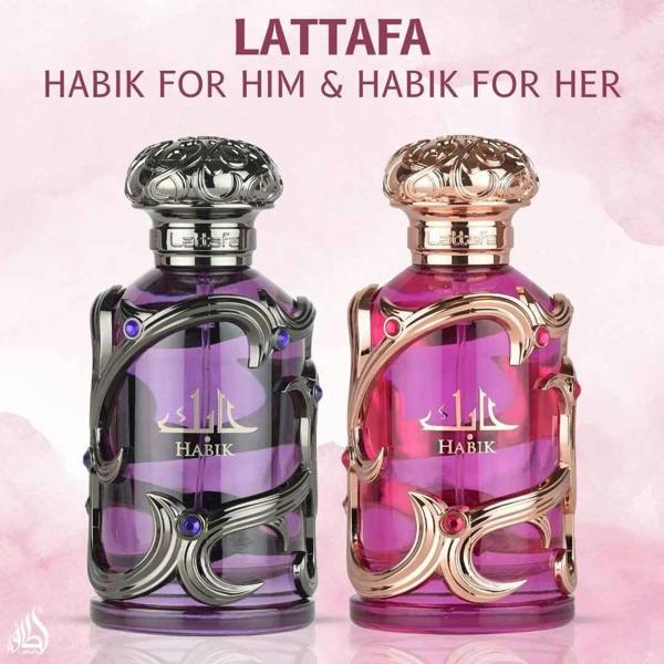 Lattafa Habik for Women Eau de Parfum 100ml habik for him and habik for her bottles