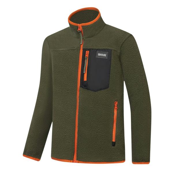 Regatta Childrens/Kids Frankie Colour Block Fleece Jacket - Dark Khaki/Rooibos Tea - 