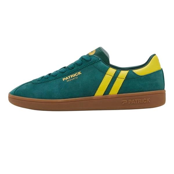 Patrick Mens Monaco Suede Cupsole Trainers - Green/Yellow - 