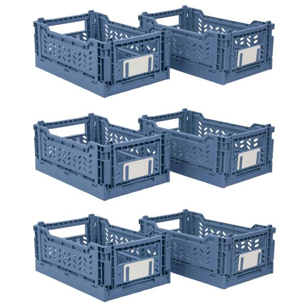 JVL STACKIT - Plastic Foldable Storage Crate - 4L - Blue