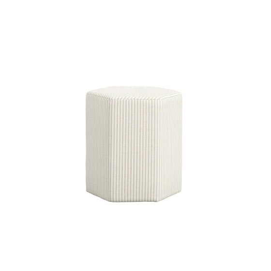 Wyld Haus Isabella Cream and White Stripe Upholstered Stool Hexagon Stool