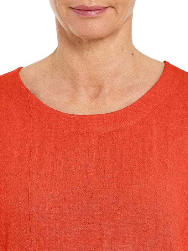 PennyPlain Asymmetric Hem Top - Coral