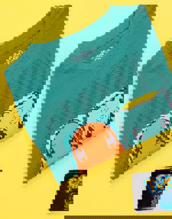 Pokemon Boys Green Character Placement Print Short Sleeved T-Shirt