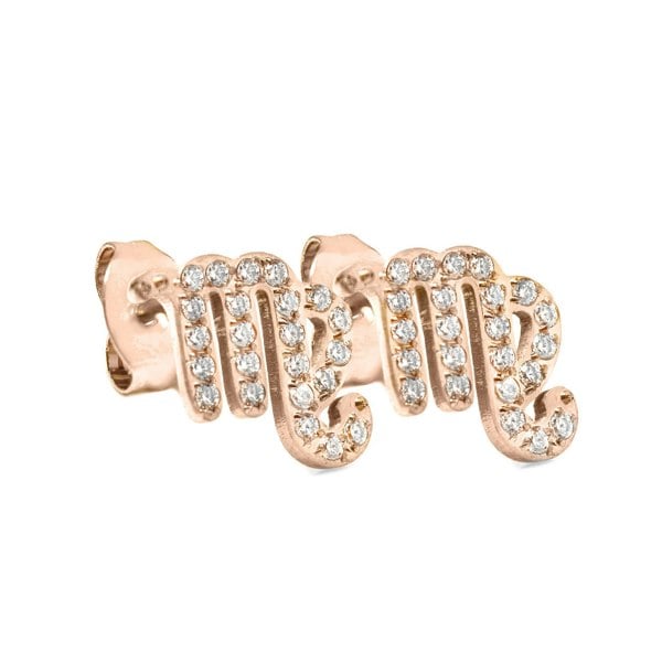 Say It With Virgo Earrings with CZ Stones - Rose Gold Plated