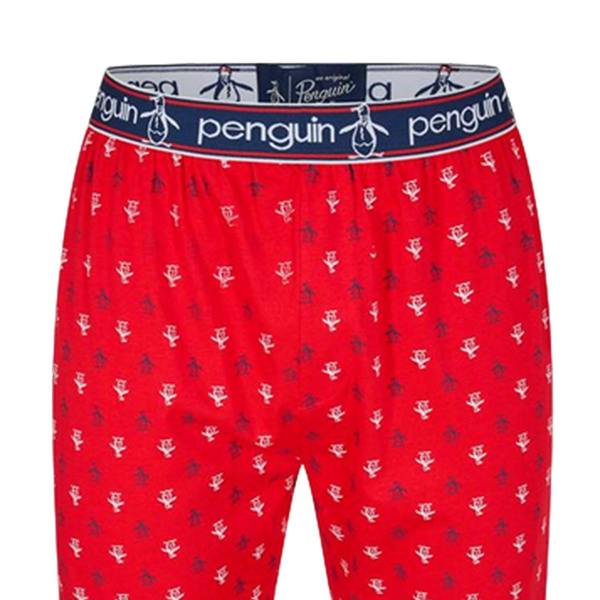 Original Penguin Mens Jersey All Over Logo Pyjama Bottoms - Red - 