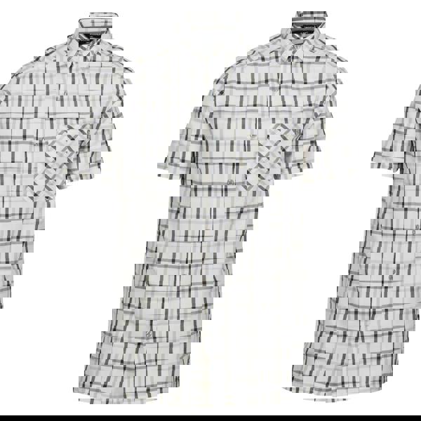 Regatta Mens Mindano VIII Checked Short-Sleeved Shirt - Silver Grey/Ash/White/Marshmallow - 