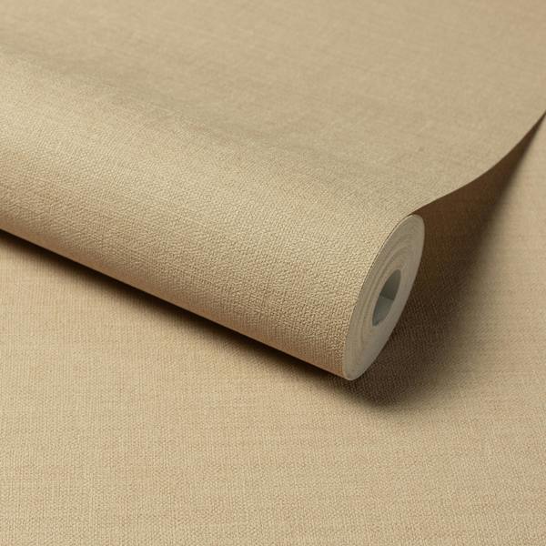Grandeco  Linen Effect Fabric PlainTextured Wallpaper, Golden Beige