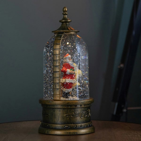 Samuel Alexander 29cm Battery Operated Light up LED Christmas Cloche Water Spinner with Santa & Deer Scene