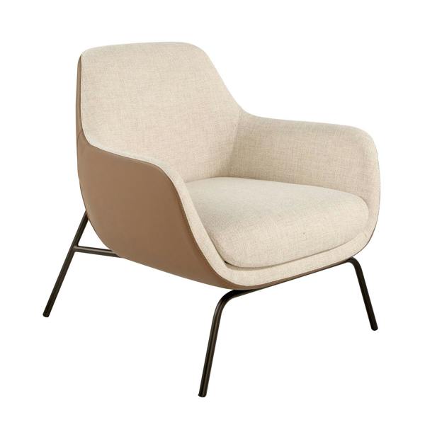 Angel Cerdá Cream Fabric and Brown Leatherette Armchair 5099