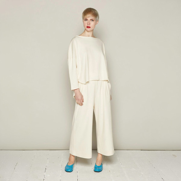 Bo Carter Wide Leg Vallerie Trousers in Organic Cotton - White 