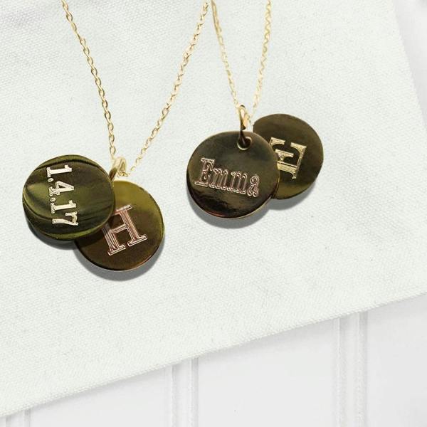 Personalised Gold Double Mini Disc Engraved Necklace