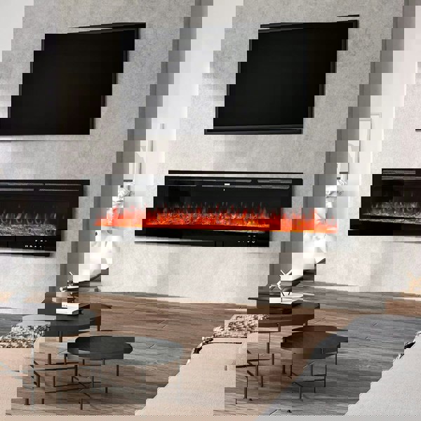 70/80 Inch Inset Electric Fireplace Built-In Heater with 9 Flame Colour Wall Mounted Fireplaces Living and Home