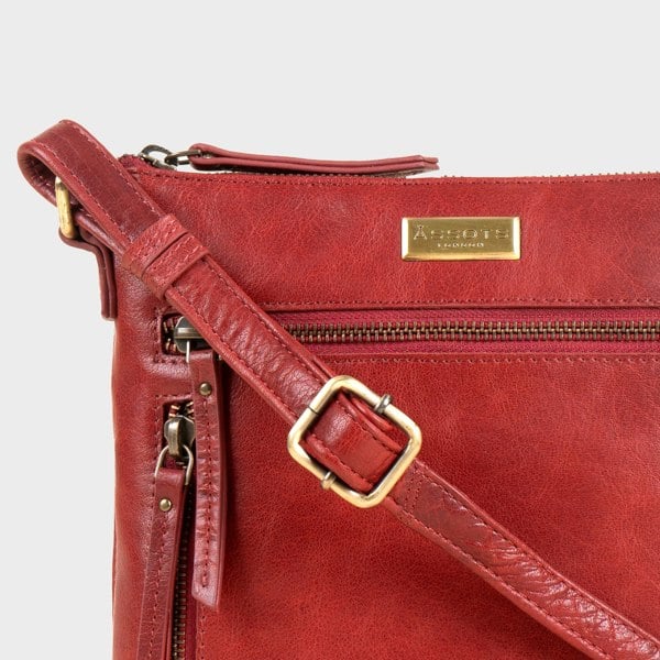 Assots London 'RUE' Chilli Pepper Waxy VT Real Leather Crossbody Bag