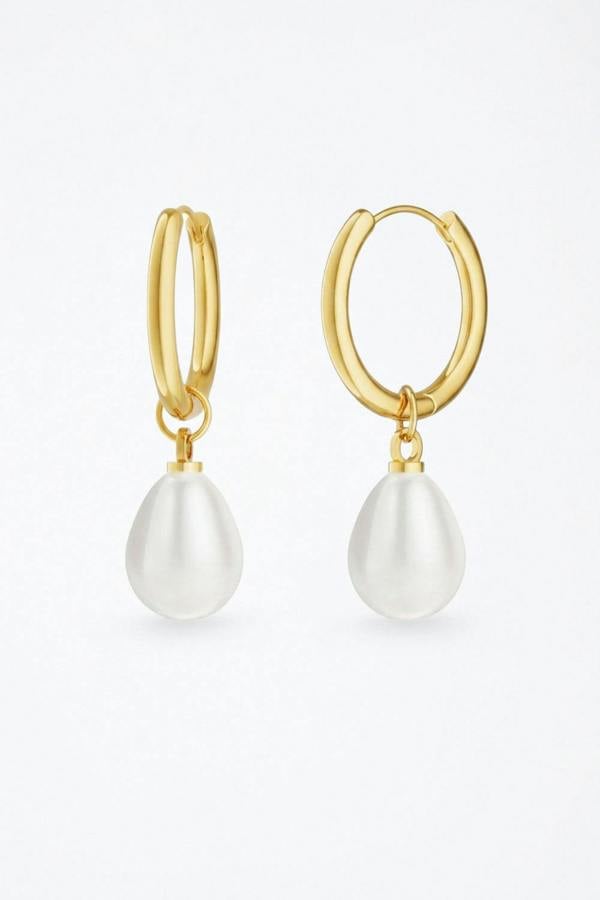 Serla Gold Plated Pearl Drop Earrings