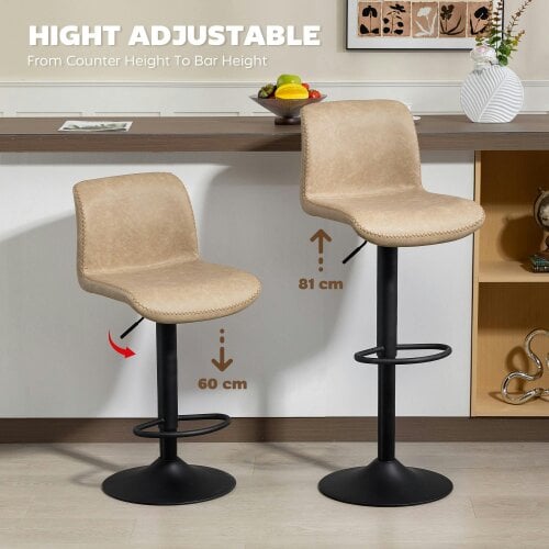 Wyld Haus Salile Set Of 2 Light Brown Faux Leather Breakfast Bar Chairs With Backrest