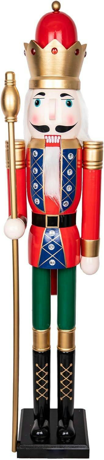 150cm Wooden Christmas Nutcracker Figure, Hand-Painted Festive Decoration for Home Display image 8