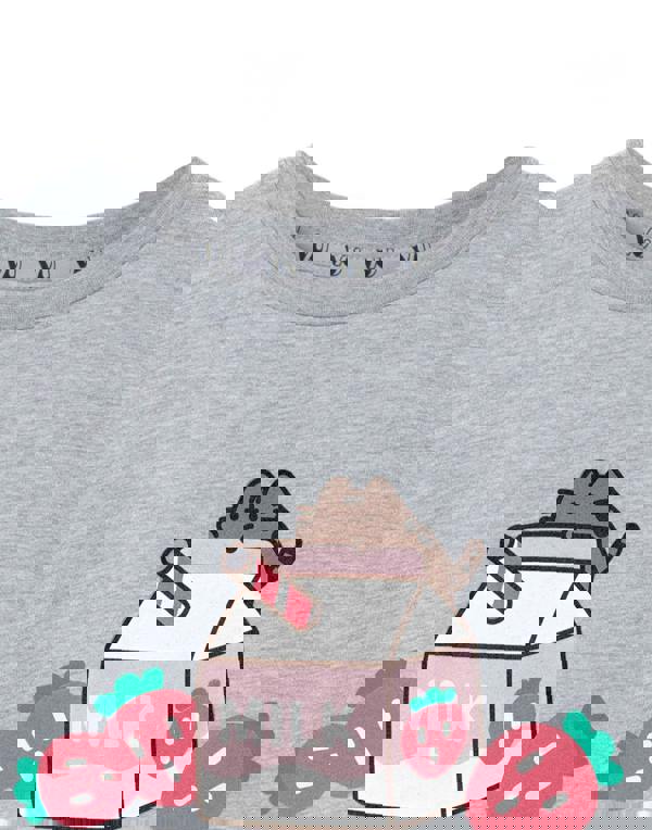 Pusheen Girls Grey Sweet Sips Short Sleeved T-Shirt