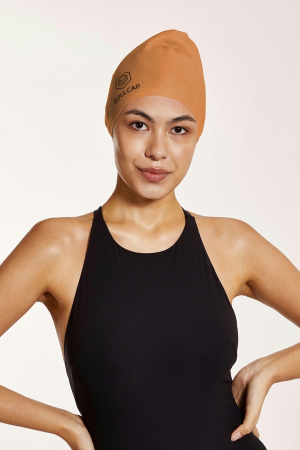 SOUL CAP Large Swim Cap for Long Hair - M - Desert Sun