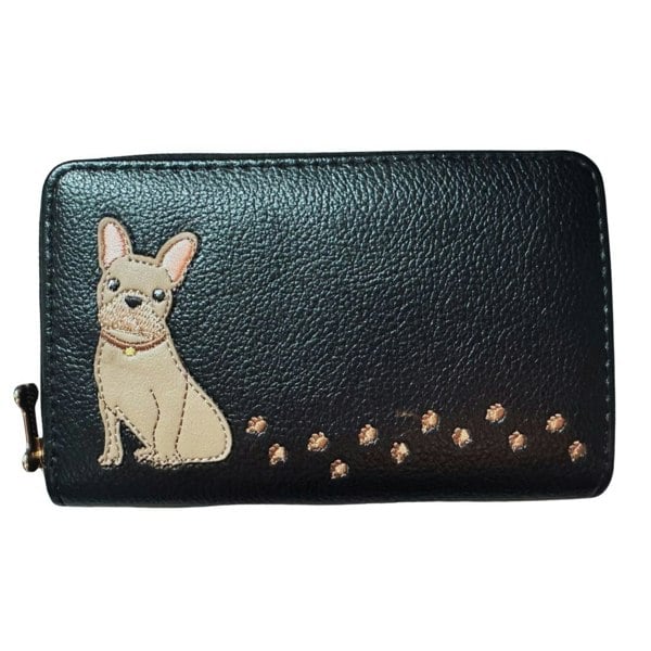 Fores Collection Embroidered Dog Zip-Around Card & Coin Purse