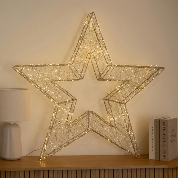 Samuel Alexander 90cm Light up Gold Twist Christmas Star 540 Warm White LEDs
