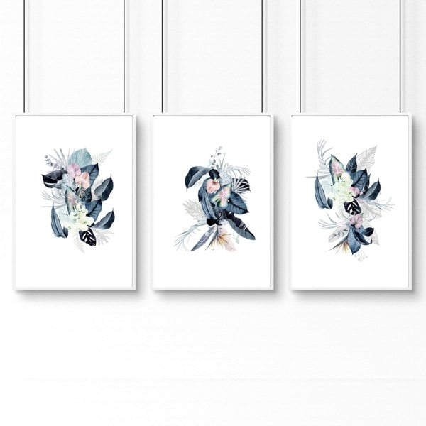 Prints for a bathroom wall | set of 3 Tropical wall art