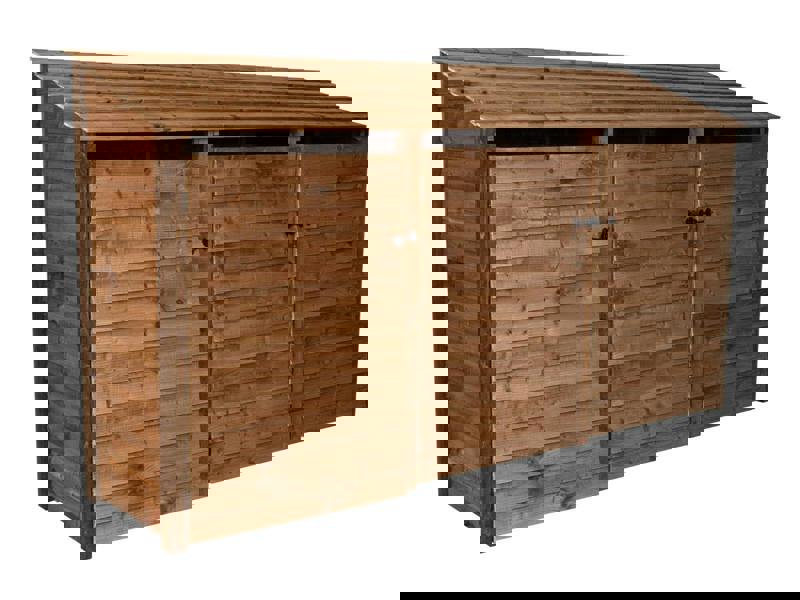 Arbor Garden Solutions Wooden Log Store with Doors W-335cm, H-126cm or 180cm, D-88cm - Brown Finish