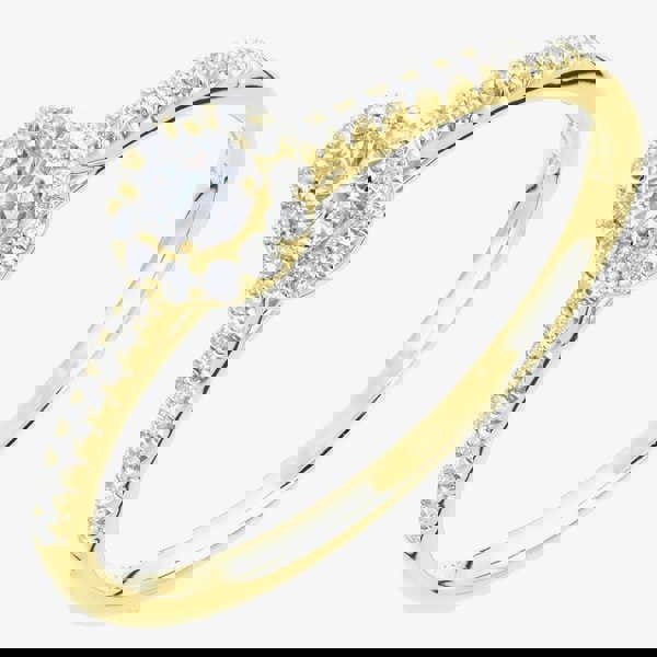 T. H. Baker 9ct Yellow Gold 0.25ct Diamond Halo Shoulder Set Ring PR12739Y