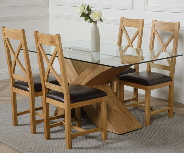 That's Furniture Valencia Oak Small Glass Dining Table & Berkeley Oak Chairs