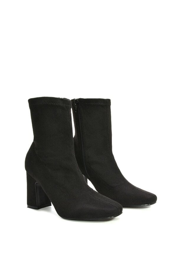 XY LONDON Stretch Zip Up Ankle Boots with Block Heel