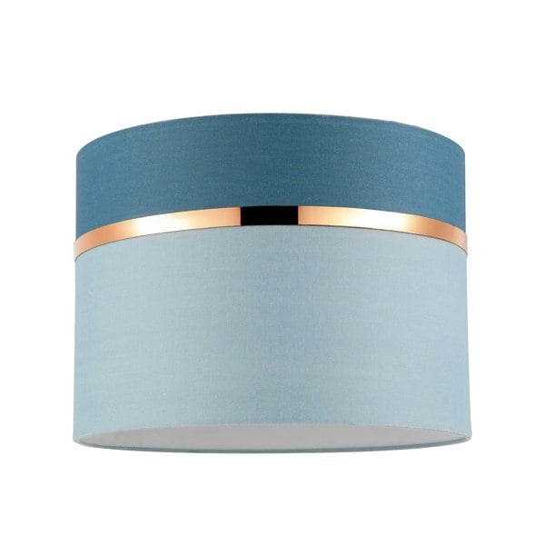 Sky and Cobalt Blue Cotton Fabric Lamp Shade with Shiny Copper Ring Image 1