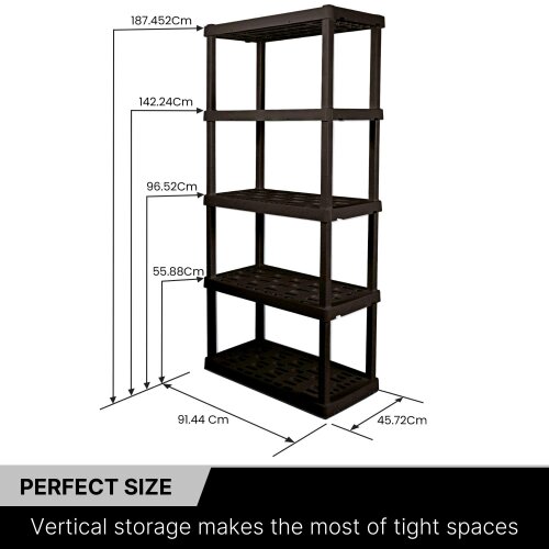 Oskar 5 Tier Shelves Garage Shelving Units Heavy Duty Storage Racking Shelf 45x91x187cm