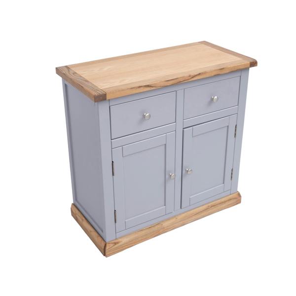 Cabinet Bits Biccari Grey 2 Drawer 2 Door Sideboard Chrome Knob