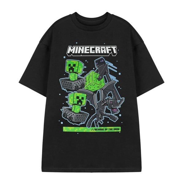 Minecraft Mens Beware Of The Dark Short-Sleeved T-Shirt - Black