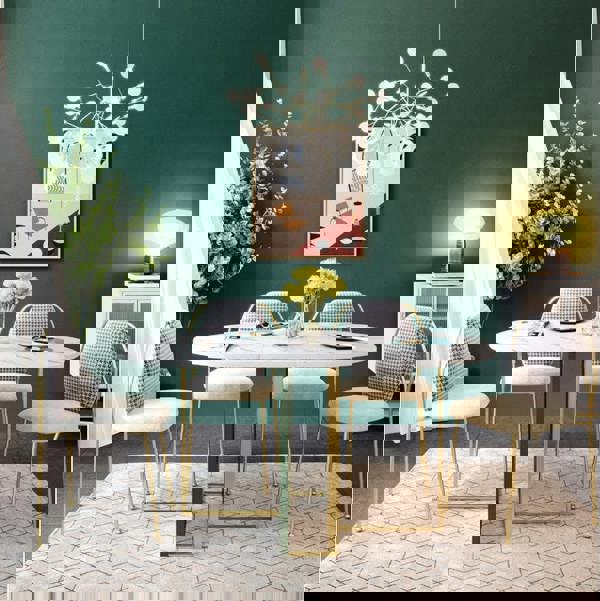 COSCO Modern Folding Dining Table, Green & Grey in a lifestyle setting with fold away small dining table