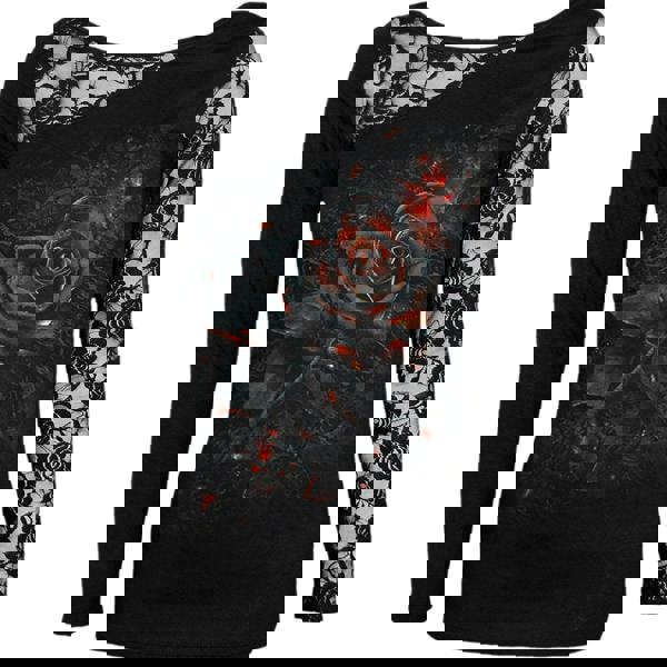 BURNT ROSE - Lace One Shoulder Top Black - Spiral USA