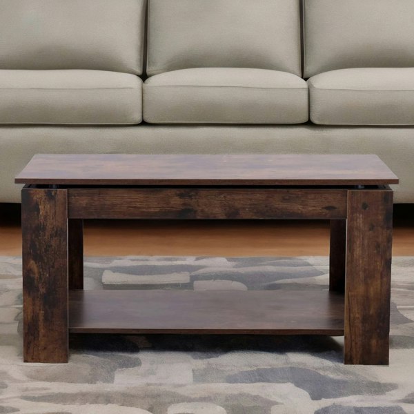 Rafaelo Mobilia Industrial Brown Lift Top Coffee Table With Hidden Storage