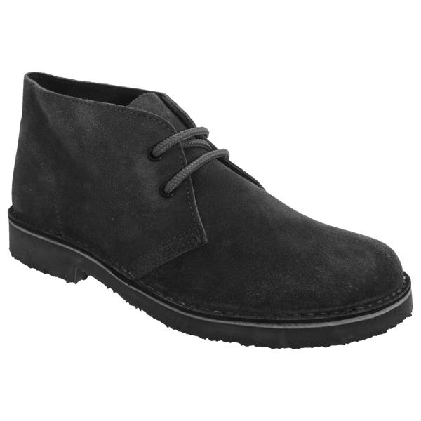 Roamers Mens Real Suede Round Toe Unlined Desert Boots - Black