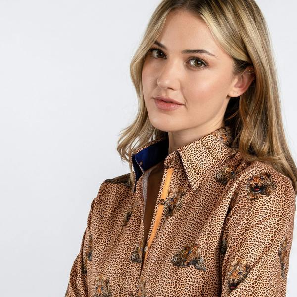 LEOPARD PRINT WOMENS SHIRT - Premium Men's Patterned Shirt by Claudio Lugli | Bold Design, Tailored Fit, Best Printed Shirts