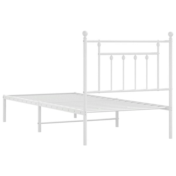 Berkfield Metal Bed Frame with Headboard White 90x190 cm