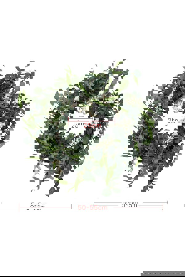 Living and Home D55cm Artificial Topiary Hanging Wreath Eucalyptus Leaf Decoration