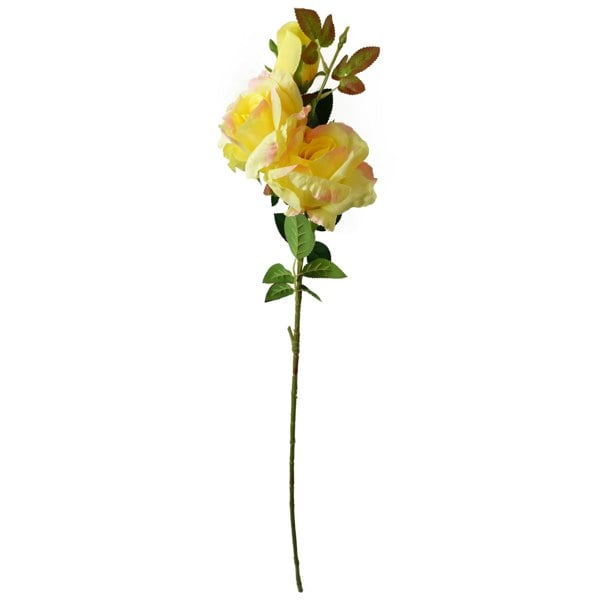 Leaf Pack of 6 x 80cm Artificial Yellow Rose Stem - 18 flowers