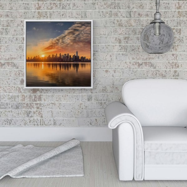 Warren Reed New York At Sunrise Framed Canvas