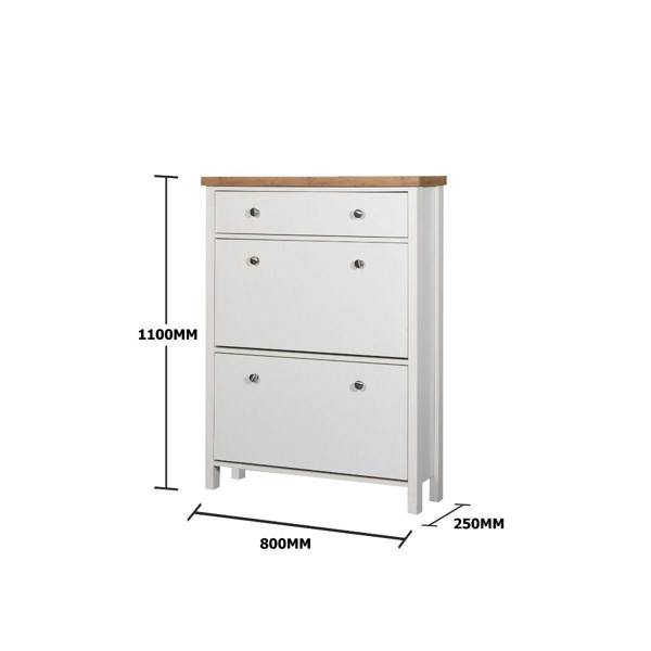 Timber Art Design Astbury 3 Tier Shoe Cabinet Storage Cupboard Footwear Stand Rack Wooden White